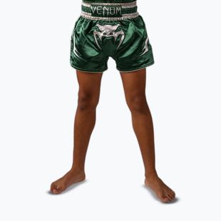 Pantaloni scurți de antrenament pentru copii Venum Inferno Muay Thai forest green/off white