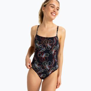 Costum de baie dintr-un element pentru femei ROXY Active Basic Printed anthracite athletic hibiscus