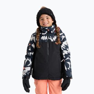 Geacă de snowboard pentru copii ROXY Galaxy True Black/Big Flower