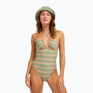 Costum de baie întreg pentru femei ROXY Dreamer HI oil green say it with stripes