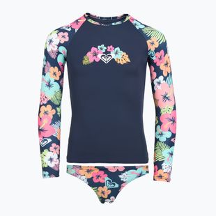 Bluză cu mânecă lungă + partea de jos a costumului de baie ROXY Morning Flower Lycra Set mood indigo morning flowers