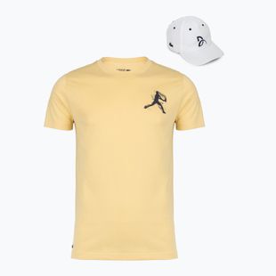 Tricou pentru bărbați + șapcă Lacoste TH1044 soy/white