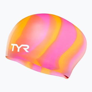 Cască de înot TYR Multi-Color Long Hair Silicone orange/pink