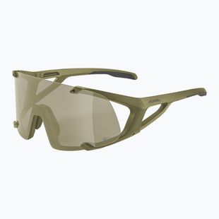 Ochelari de soare Alpina Hawkeye Q-Lite olive matt/silver mirror