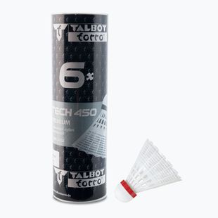 Talbot-Torro Tech 450 volane de badminton, Nylon Premium 6 buc. alb 469082