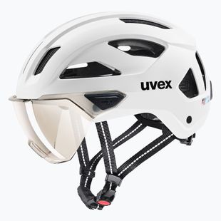 Cască de bicicletă UVEX Stride Visor white matt/litemirror silver