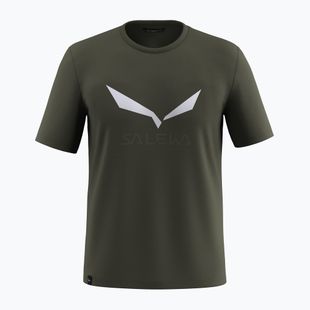 Tricou pentru bărbați Salewa Solidlogo Dry dark olive