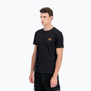 Tricou pentru bărbați Alpha Industries Basic Small Logo black/neon orange