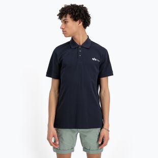 Tricou pentru bărbați Alpha Industries Basic Polo Small Logo replica blue