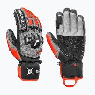 Mănuși de schi pentru bărbați Reusch Worldcup Warrior SC black/silver/fluo red