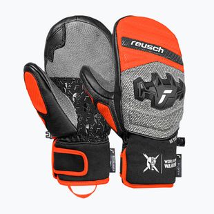 Mănuși de schi pentru copii Reusch Worldcup Warrior GS Mitten black/silver/fluo red