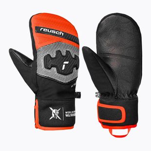 Mănuși de schi pentru copii Reusch Worldcup Warrior Prime R-Tex XT Mitten black/silver/fluo red