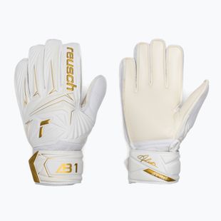 Mănuși de portar pentru copii Reusch Attrakt AB1 Solid Junior white/gold