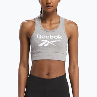 Sutien de antrenament pentru femei Reebok Identity Big Logo medium grey heather/white
