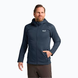 Bluză de trekking pentru bărbați Jack Wolfskin Peak District Hooded Full Zip midnight sky