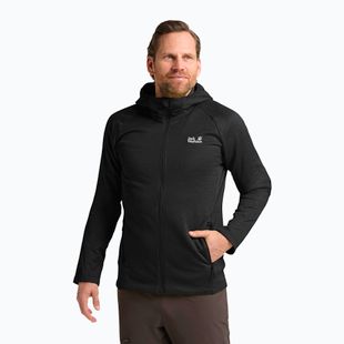 Bluză de trekking pentru bărbați Jack Wolfskin Peak District Hooded Full Zip black