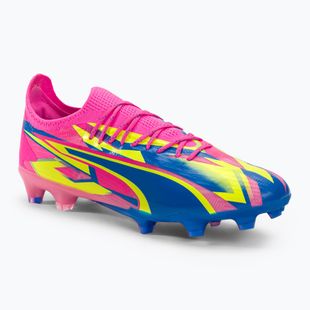 Cizme de fotbal pentru bărbați PUMA Ultra Ultimate Energy FG/AG roz luminos/albastru ultra/galben alertă
