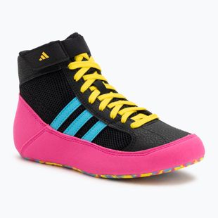 Încălțăminte de box pentru copii adidas Havoc core black/signal cyan/yellow