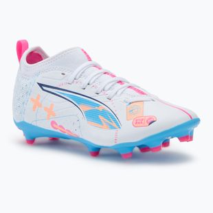 Încălțăminte de fotbal pentru copii PUMA Ultra 5 Match Vol. Up FG/AG Jr puma white/luminous blue