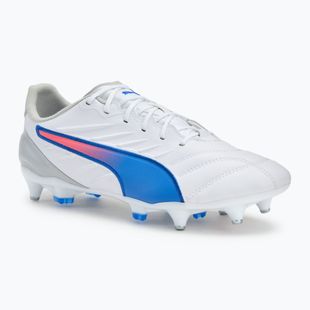 Încălțăminte de fotbal pentru bărbați PUMA King Pro MxSG puma white/bluemazing/flat light grey/sunset glow