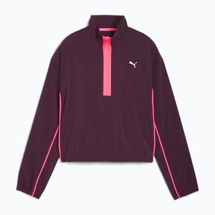 Jachetă de alergare pentru femei PUMA Run For Her Fashion Woven 1/2 ZIP midnight plum/ sunset glow