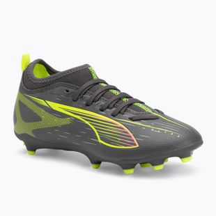 Încălțăminte de fotbal pentru copii PUMA Ultra 5 Match FG/AG Jr matte aged silver/yellow alert/puma aged silver