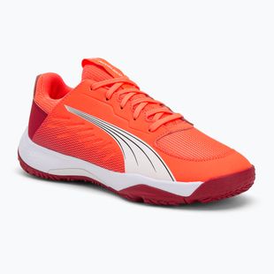 Încălțăminte de handbal pentru copii PUMA Accelerate Jr glowing red/white/dark crimson/black