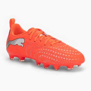 Încălțăminte de fotbal pentru copii PUMA Future 9 Play FG/AG Jr glowing red/puma white/puma black/puma silver