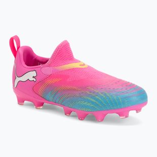 Încălțăminte de fotbal pentru copii PUMA Future 9 Match LL FG/AG Jr poison pink/puma white/sun stream/bright aqua/puma black