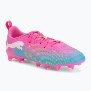 Încălțăminte de fotbal pentru copii PUMA Future 9 Play FG/AG Jr poison pink/puma white/sun stream/bright aqua/puma black