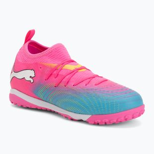 Încălțăminte de fotbal pentru copii PUMA Future 9 Match TT + Mid Jr poison pink/puma wht/sun stream/bright aqua/puma blk