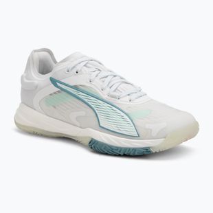 Încălțăminte de handbal pentru femei PUMA Accelerate Nitro SQD 4 Game On puma white/baltic sea blue/fresh water