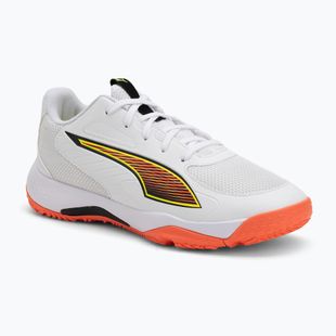 Încălțăminte de handbal pentru copii PUMA Accelerate 4 Game On Jr puma white/glowing red/ultra blue