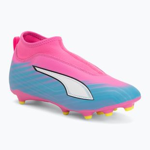 Încălțăminte de fotbal pentru copii PUMA Ultra 6 Match+ LL FG/AG Jr poison pink/puma white/sun stream/bright aqua/puma black