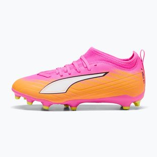 Încălțăminte de fotbal pentru copii PUMA Ultra 6 Match FG/AG Jr poison pink/puma white/sun stream/bright aqua/puma black