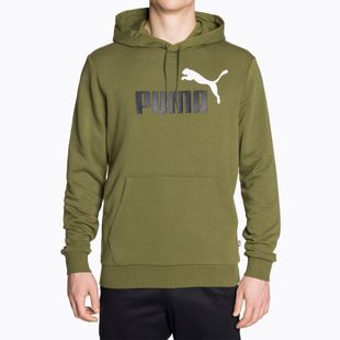 Bluză pentru bărbați PUMA Essentials+ Two-Tone Big Logo Hoodie TR olive green