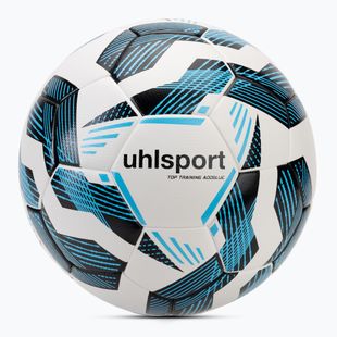 Minge de fotbal uhlsport Fairtrade Top Training Addglue white/black/fluo blue mărime 4