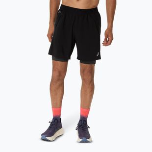 Pantaloni scurți de alergare pentru bărbați ASICS Road 2N1 7IN performance black/graphite grey