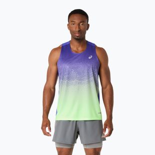 Tricou de alergare pentru bărbați ASICS Road Fade Singlet cobalt burst/illuminate green