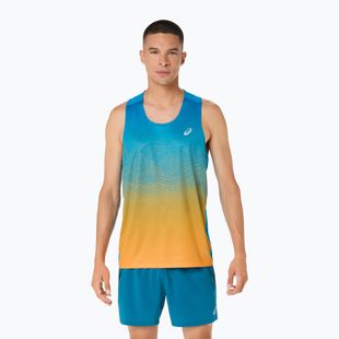 Tricou de alergare pentru bărbați ASICS Road Fade Singlet Aegean Blue/Yamabuki