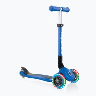 Trotinetă cu 3 roți pentru copii Globber Junior Foldable Lights navy blue