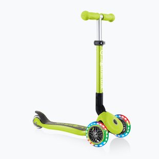 Trotinetă cu 3 roți pentru copii Globber Junior Foldable Lights lime green