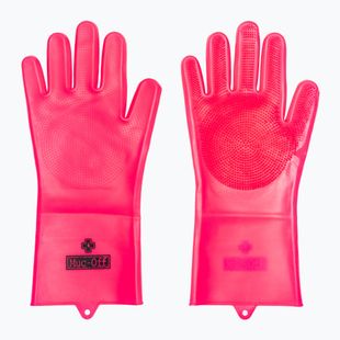Mănuși pentru curățarea bicicletelor Muc-Off Deep Scrubber Gloves pink
