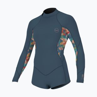 Costum de neopren pentru copii O'Neill Girls Bahia 2/1 Back Zip LS Spring copen blue/painted tropics/copen blue