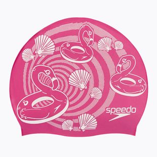Cască de înot pentru copii Speedo Slogan Print pink/white