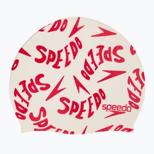 Cască de înot pentru copii Speedo Slogan Print white/red