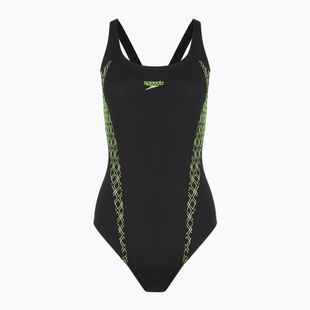 Costum de baie întreg pentru femei Speedo Panel Muscleback negru/verde