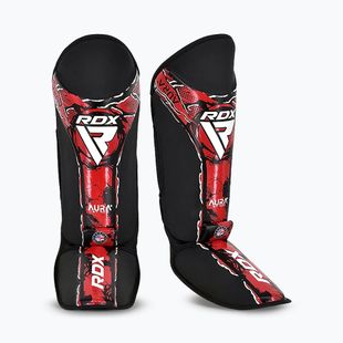 Apărători de tibii și picioare RDX Instep New Aura F17 Shin black/red