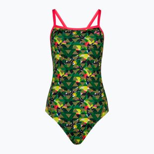 Costum de înot dintr-o piesă pentru femei ZONE3 High Jazz 3.0 Strap Back khaki