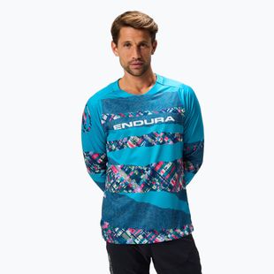 Longsleeve de ciclism pentru bărbați  Endura Patchwork Ltd Printed barra blue